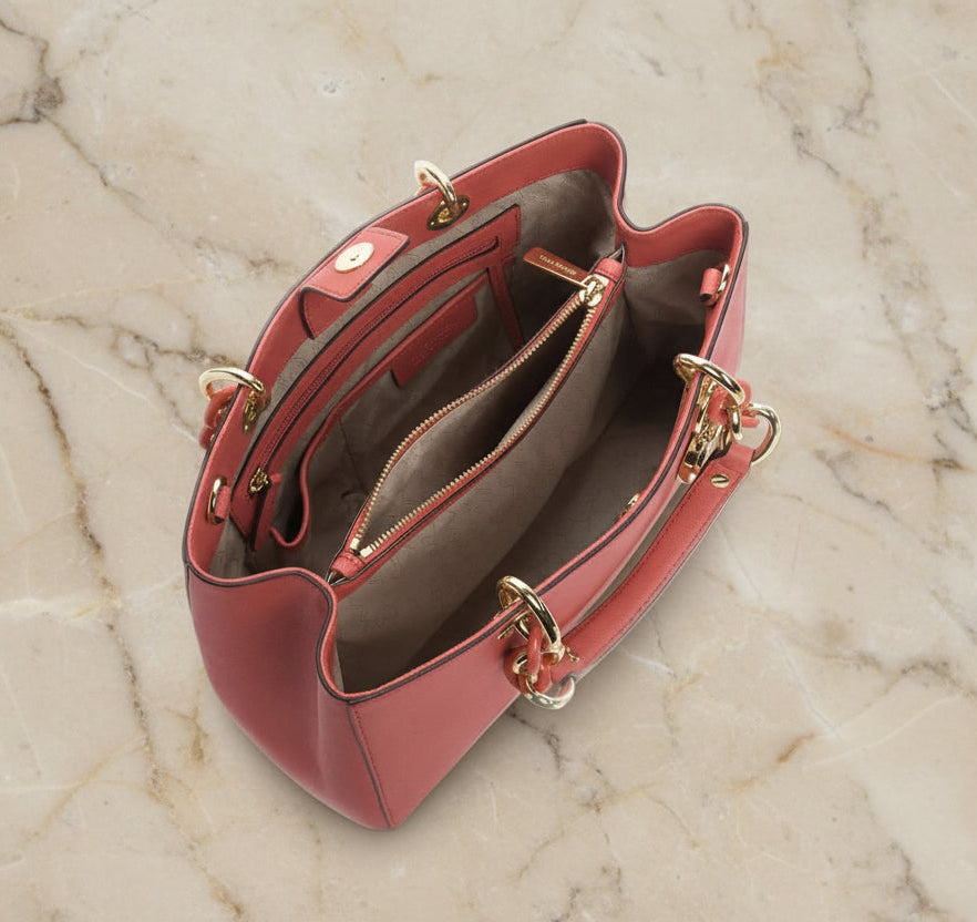 MICHAEL KORS CYNTHIA SATCHEL - SAFFIANO LEATHER -  RED - MEDIUM