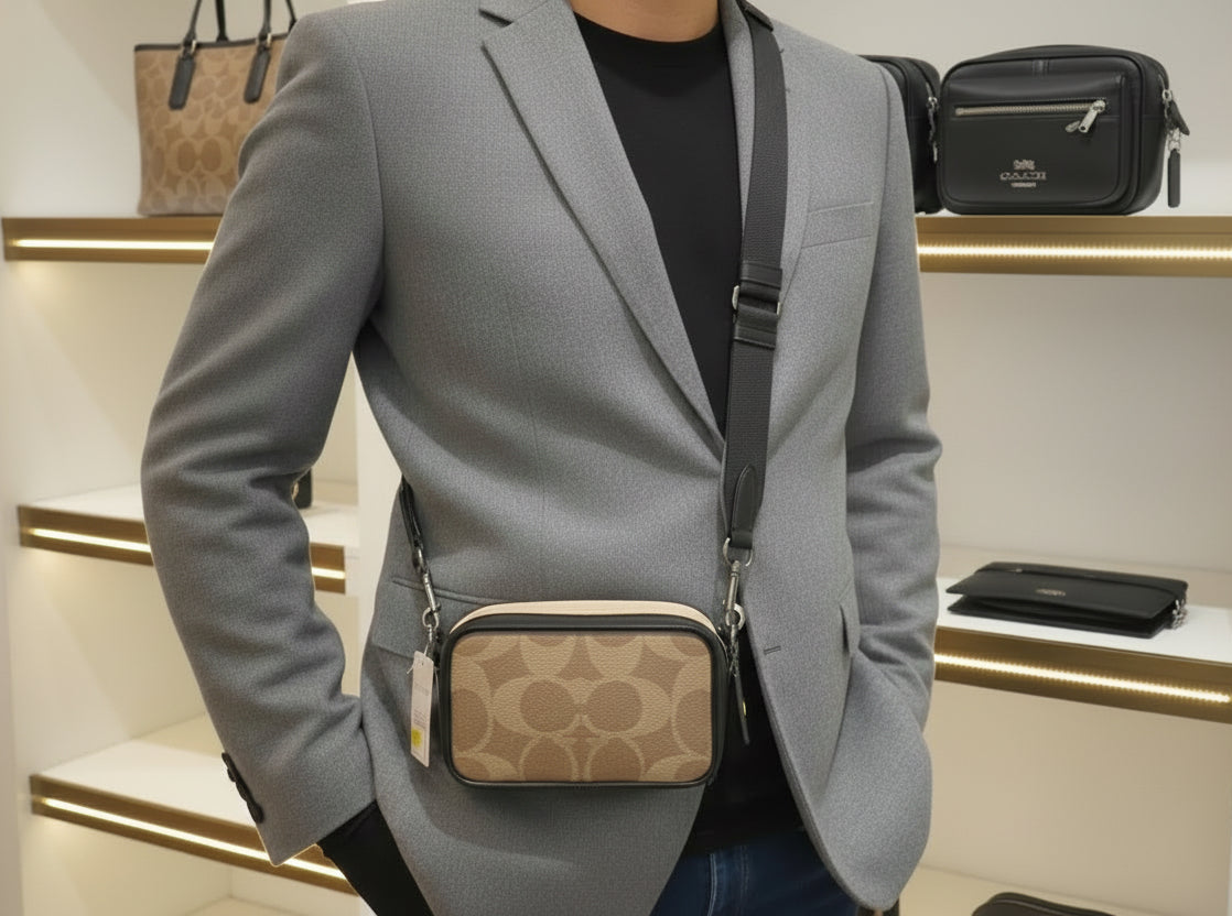 COACH WYATT CAMERA BAG - MULTI COLOR BLOCKED SAND/TAN