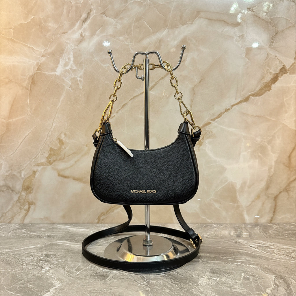 MICHAEL KORS MINI CORA CHAIN SHOULDER BAG/CROSSBODY BAG - BLACK
