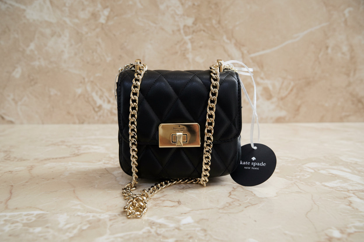 KATE SPADE CAREY MICRO FLAP QUILTED SQUARE LEATHER CROSSBODY
