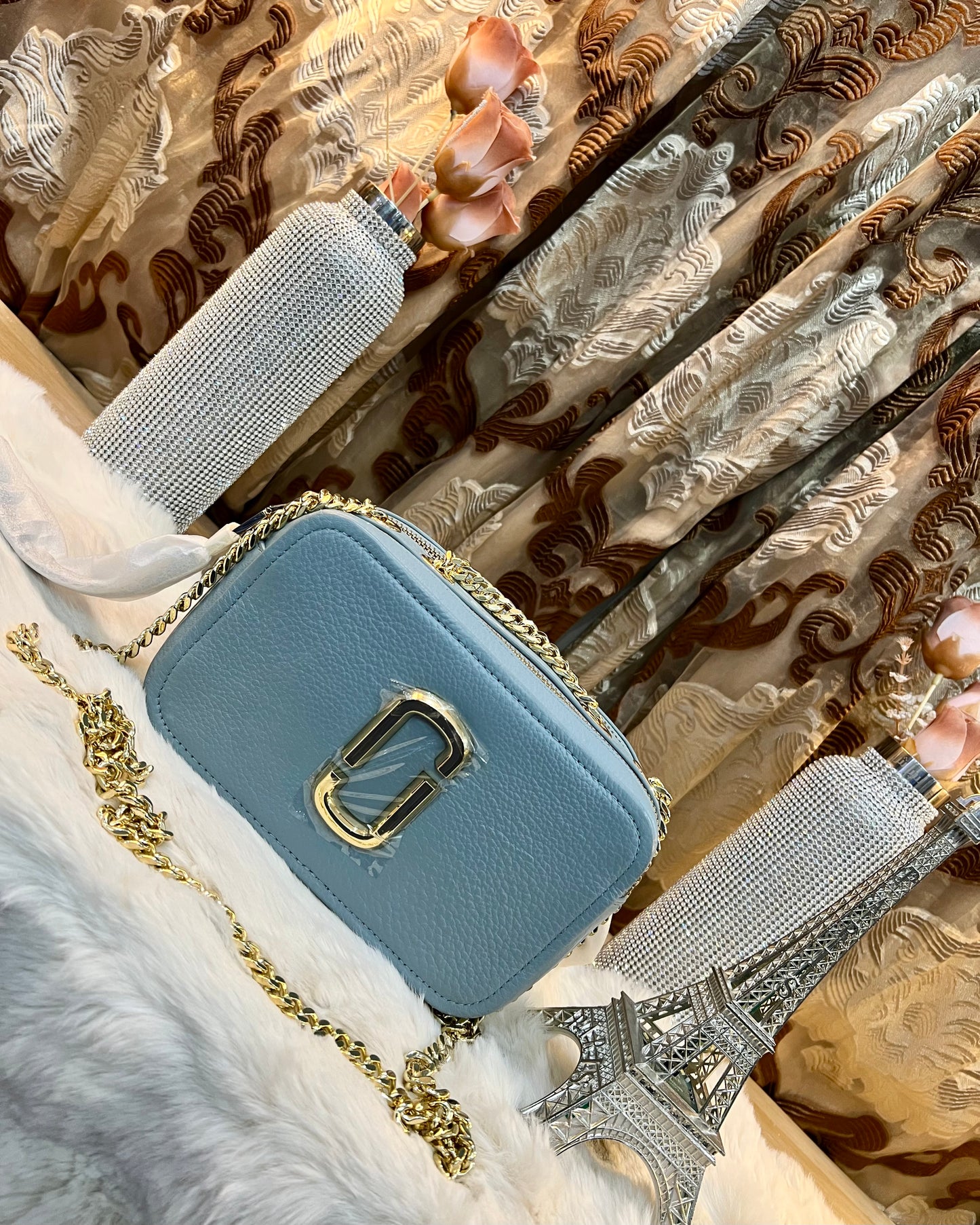 MARC JACOBS GLAM SHOT 21 PEBBLE CALF LEATHER - BLUE