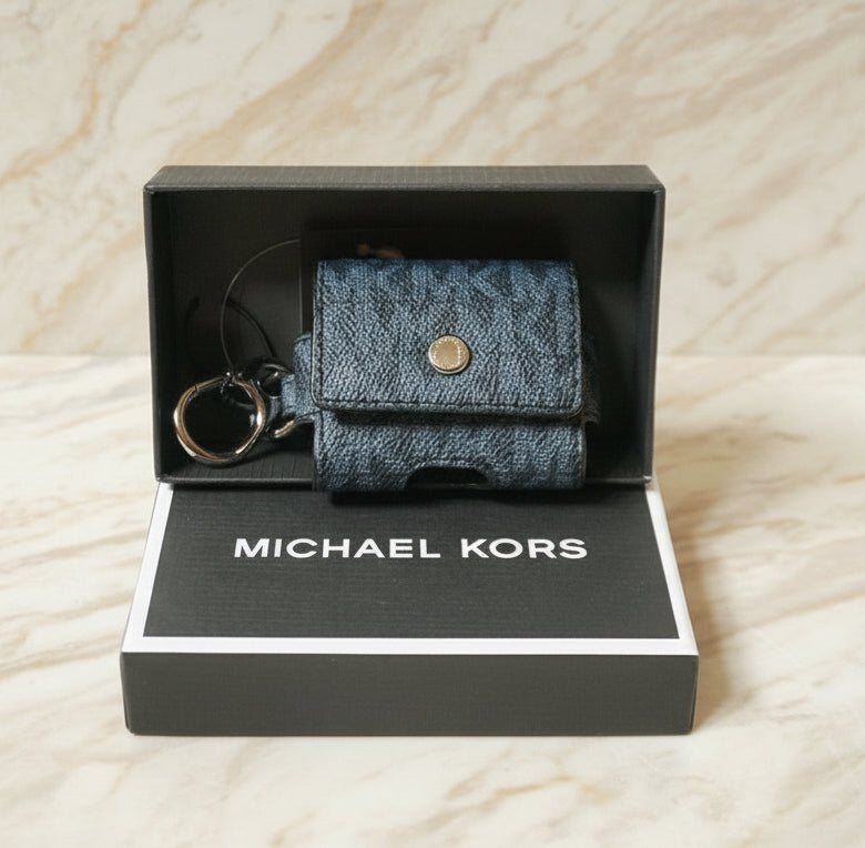 Michael Kors Unisex Expandable Airpod/ Earbud Case MK Signature Admiral In Gift Box