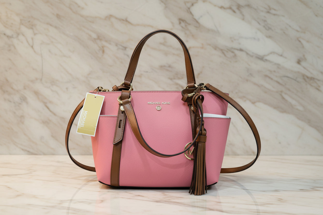 MICHAEL KORS SULLIVAN SATCHEL SMALL - SAFFIANO LEATHER - TEA ROSE MULTI