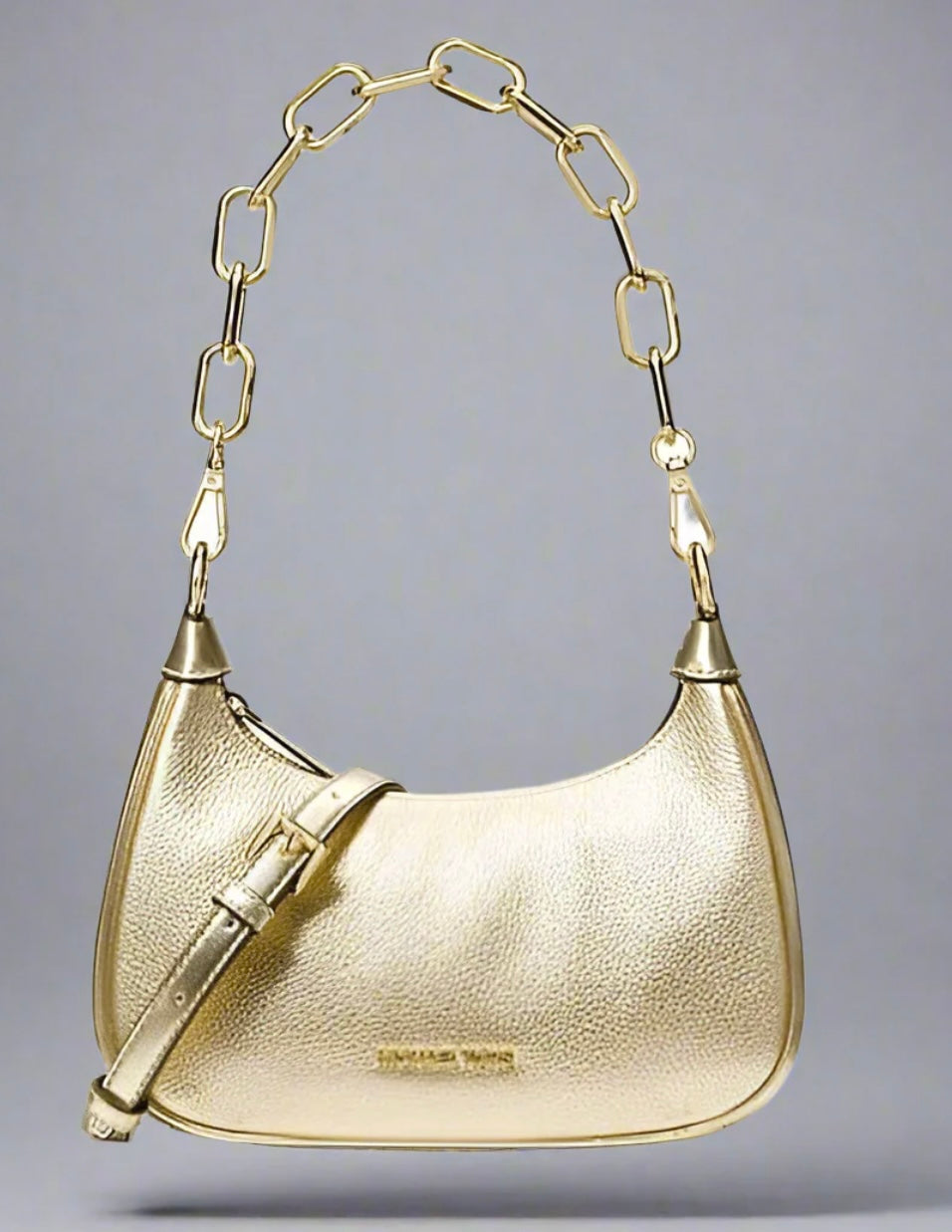 MICHAEL KORS MINI CORA CHAIN SHOULDER BAG/CROSBODY BAG - METTALIC PEBBLE GOLD