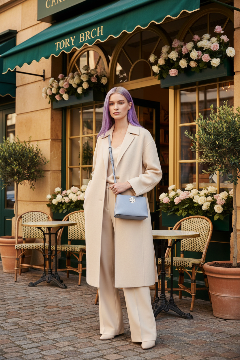 TORY BURCH MICRO BRITTEN SATCHEL - SKY BLUE