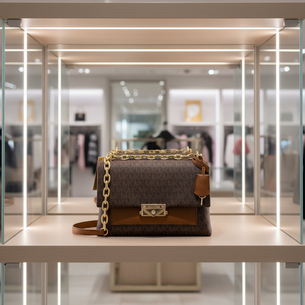 MICHAEL KORS CECE MEDIUM FLAP MONO BROWN