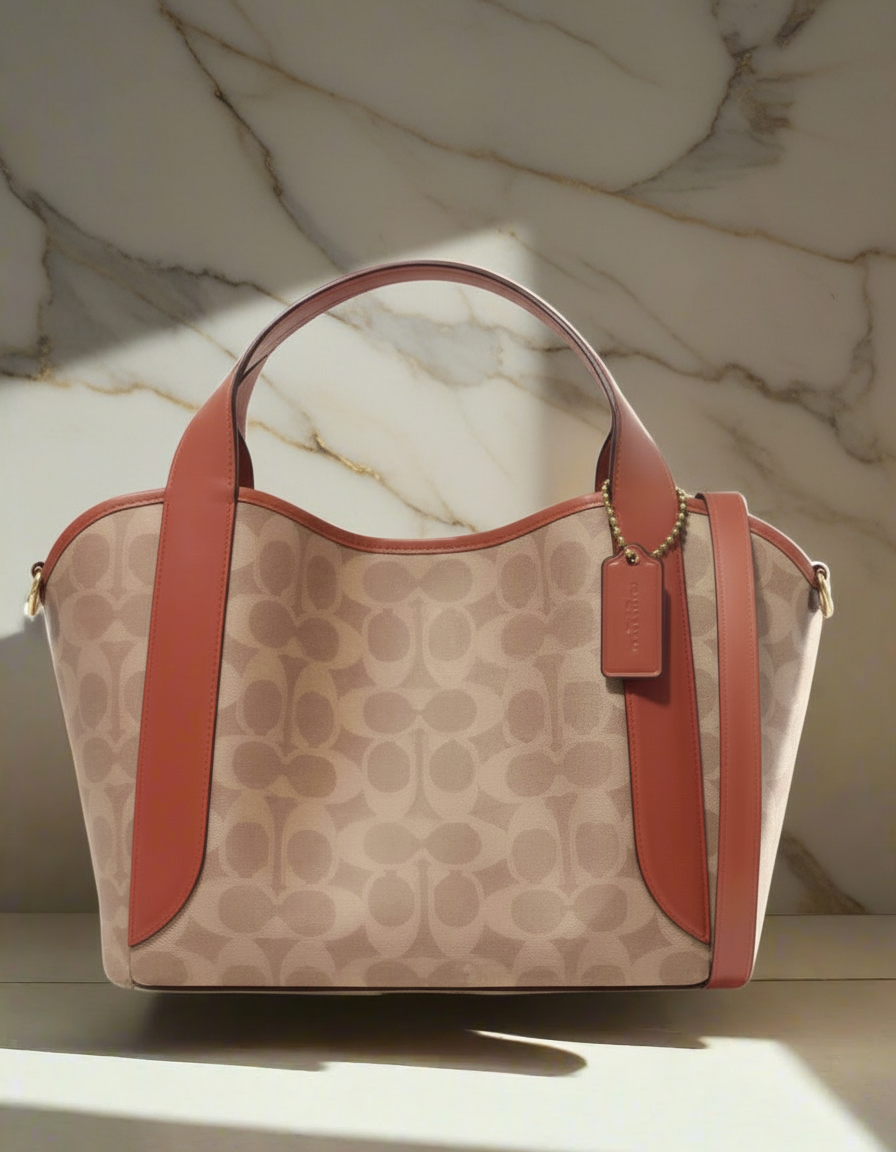 COACH HADLEY HOBO 21 - SIGNATURE CANVAS TAN RUST