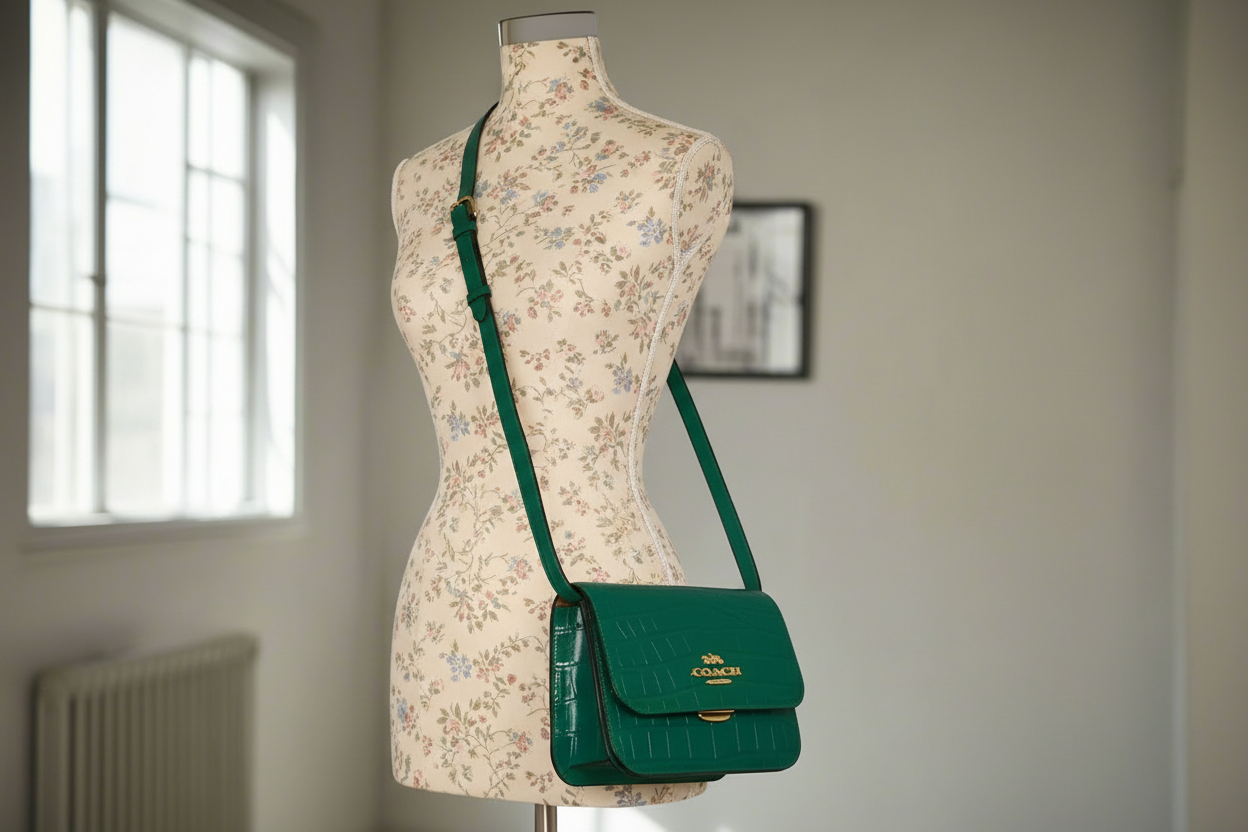 حقيبة كروسبودي كوتش برين ذات غطاء قلاب - لون اليشم