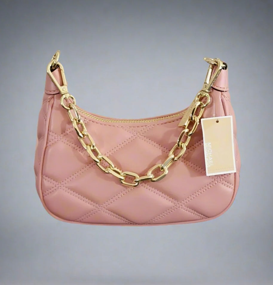 MICHAEL KORS MINI QUILTED CORA CHAIN SHOULDER BAG/CROSSBODY BAG - PRIMEROSE