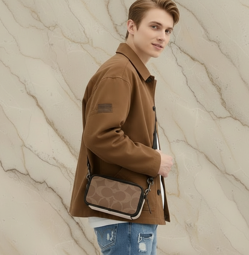 COACH WYATT CAMERA BAG - MULTI COLOR BLOCKED SAND/TAN