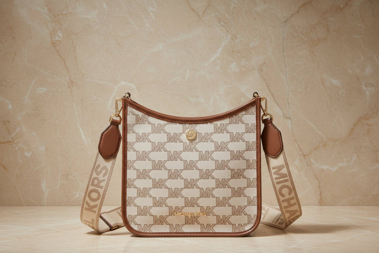 MICHAEL KORS BRYLE SMALL LOGO CANVAS MESSENGER CROSSBODY BAGS