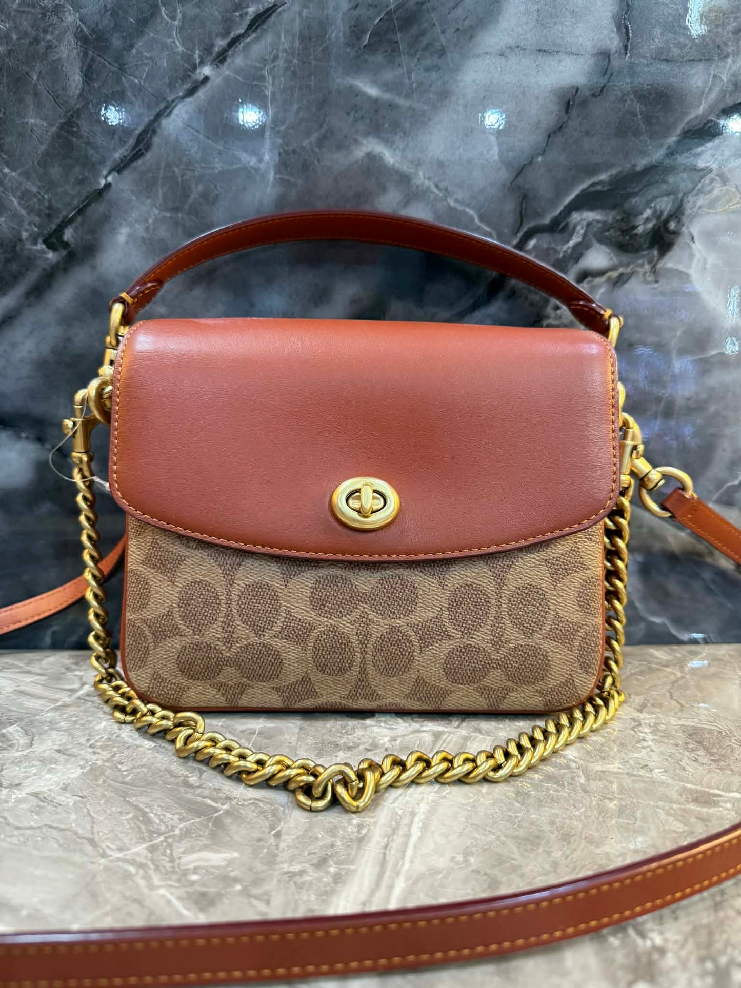 COACH CASSIE 19 3 in 1/ 3 STRAP IN SIGNATURE CANVAS - TAN RUST - MISSING PRICE TAG