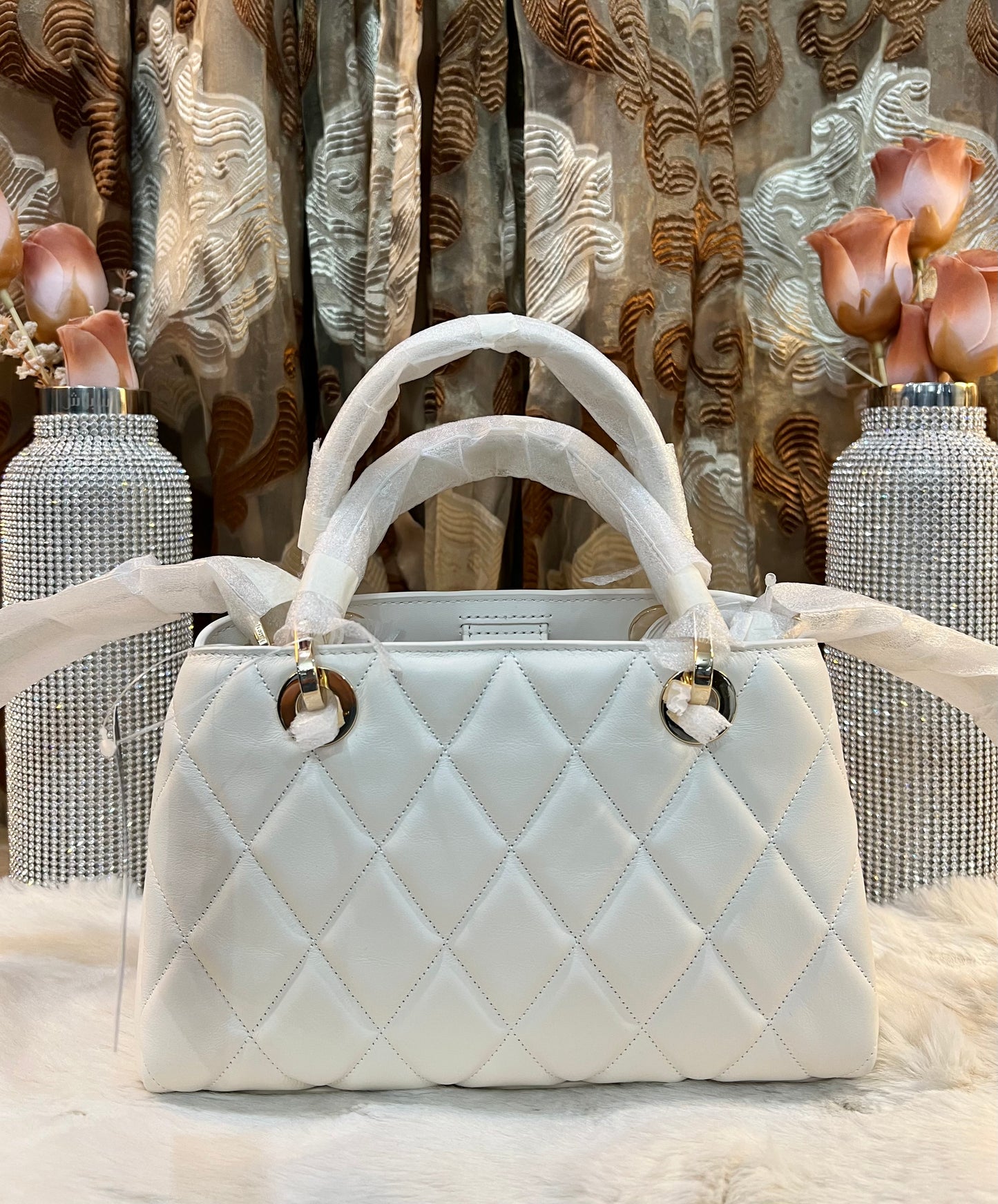 Kate Spade Carey Quilted Satchel Small - White