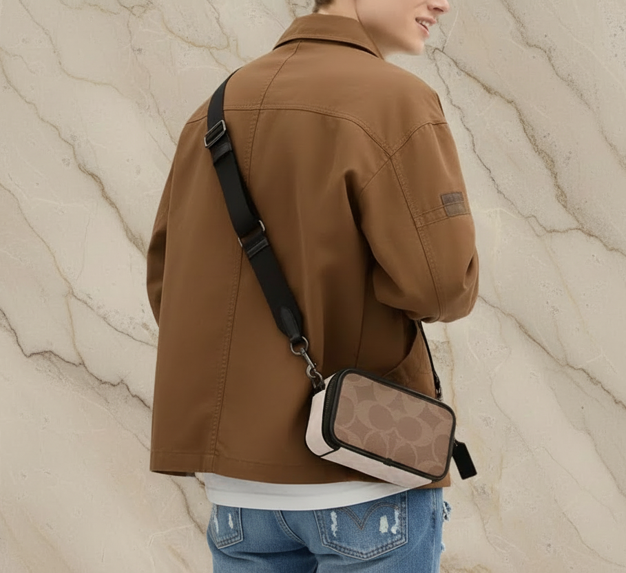 COACH WYATT CAMERA BAG - MULTI COLOR BLOCKED SAND/TAN