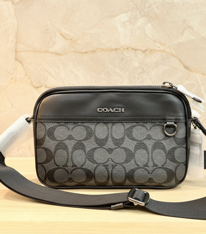COACH GRAHAM CROSSBODY - SIGNATURE COATED CANVAS/CHARCOAL BLACK