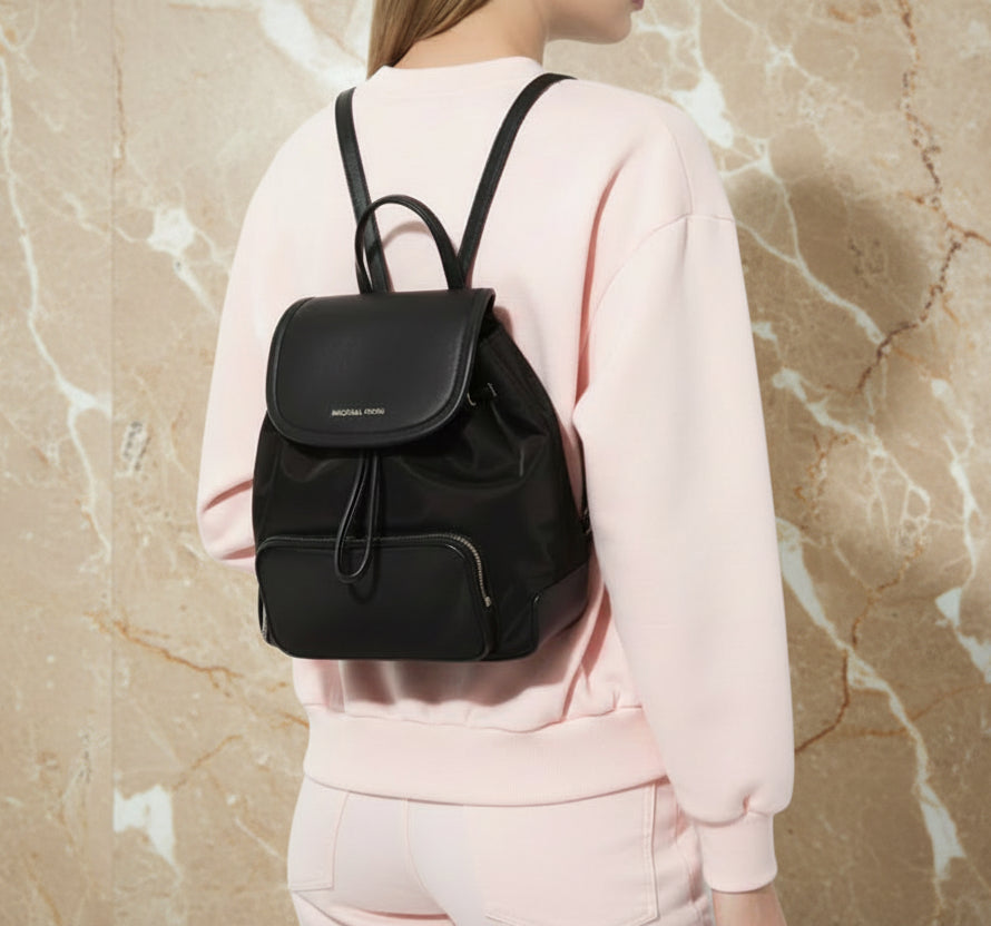 MICHAEL KORS CARA SMALL BACKPACK NYLON - BLACK