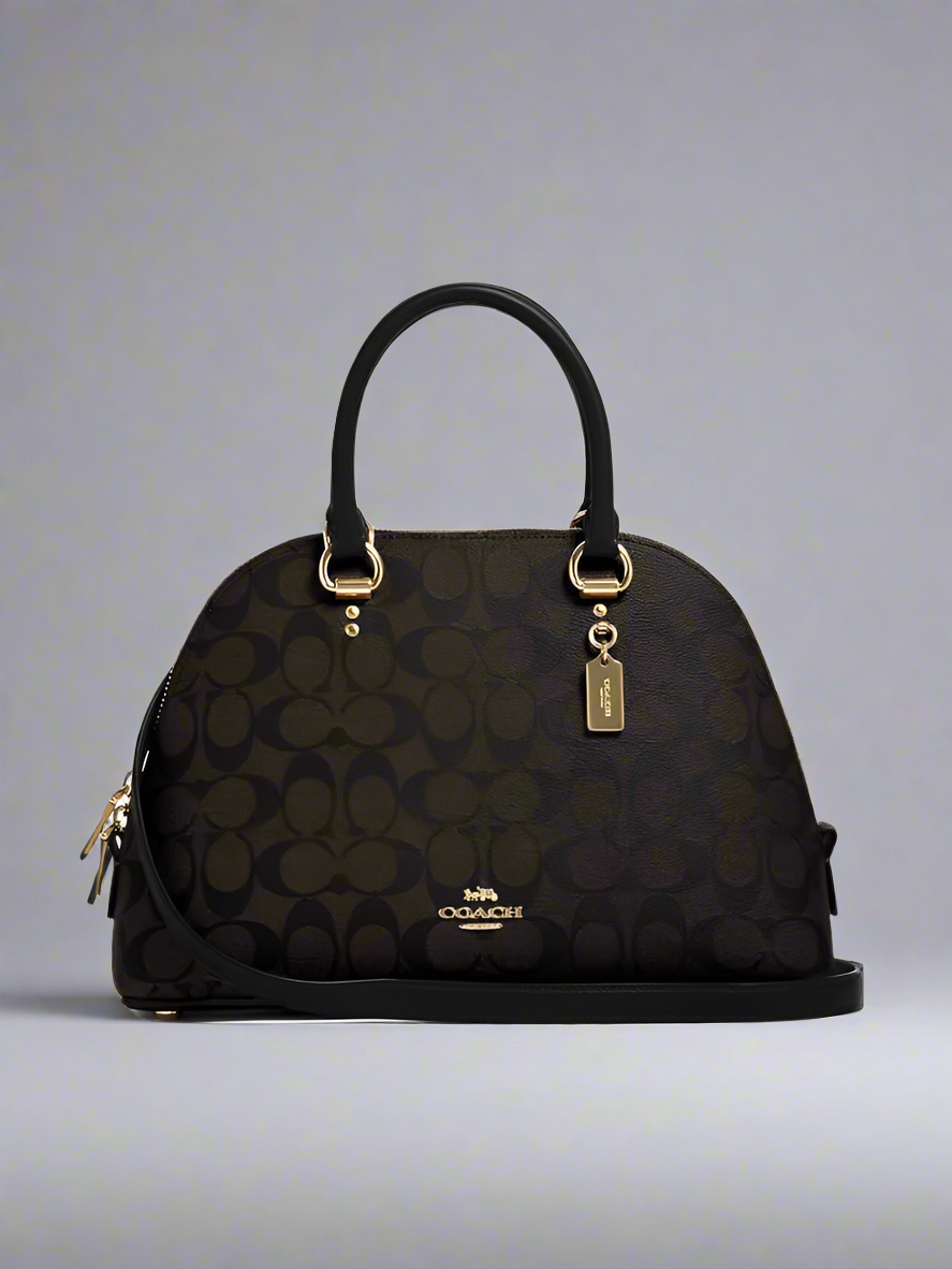 COACH KATY SATCHEL - IN SIGNATURE BROWN & BLACK - MEDIUM