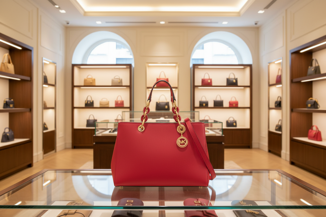 MICHAEL KORS CYNTHIA SATCHEL - SAFFIANO LEATHER -  RED - MEDIUM
