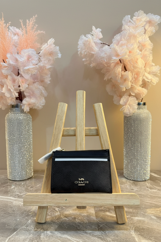 COACH SKINNY CARD CASE WITH KEY RING - SIGNATURE BROWN BLACK