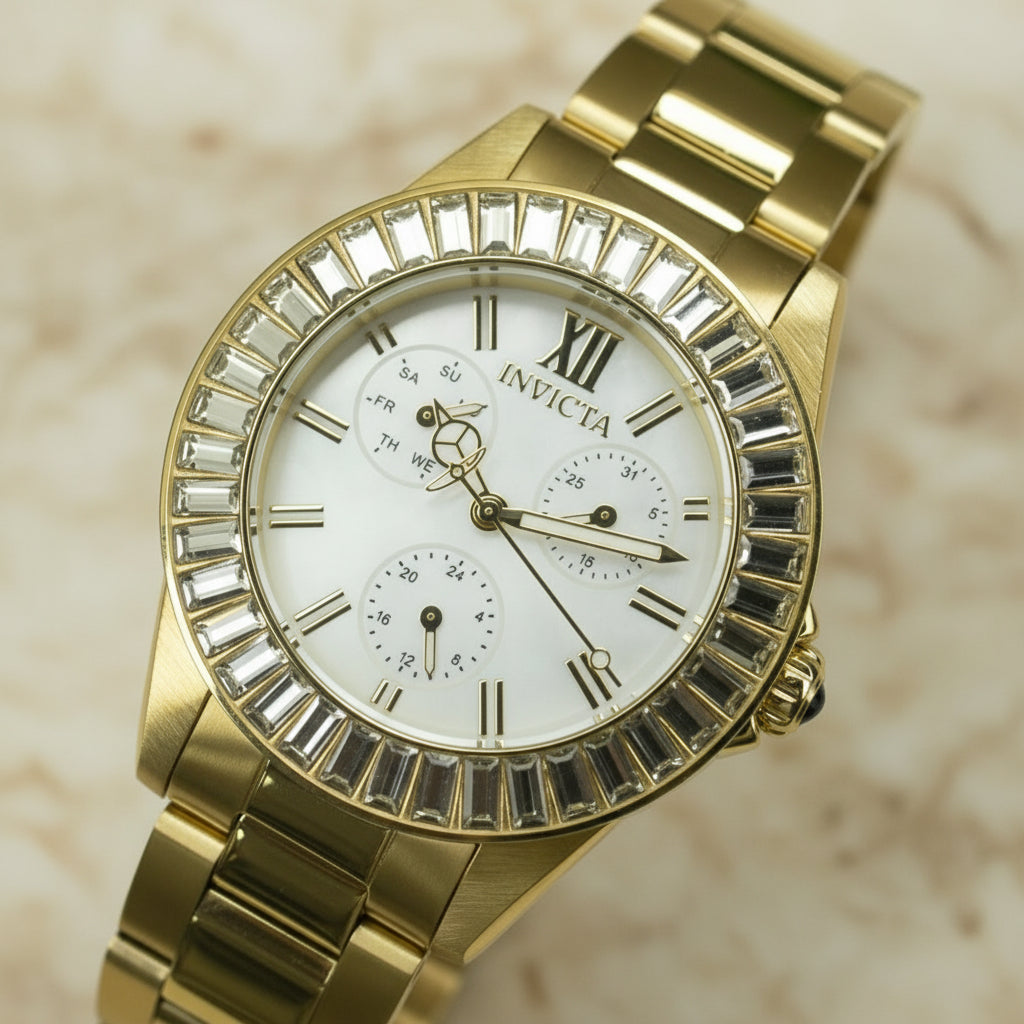 ساعة إنفيكتا أنجل النسائية - لون ذهبي