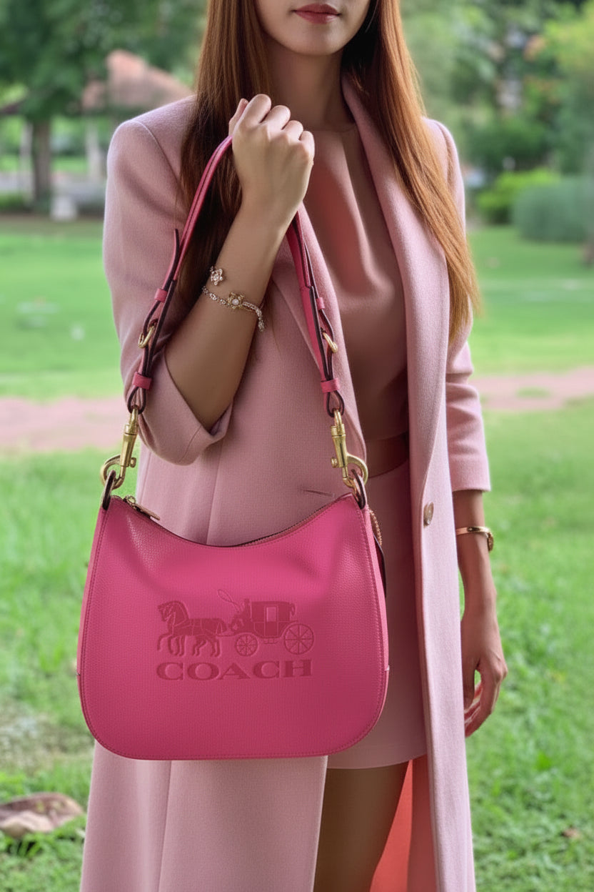 SALE‼️‼️COACH JES HOBO SHOULDER BAG - ROUGE/SILVER
