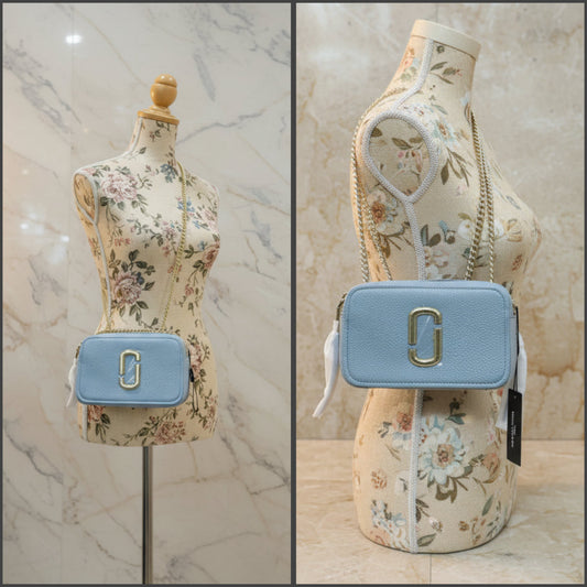 MARC JACOBS GLAM SHOT 21 PEBBLE CALF LEATHER - BLUE