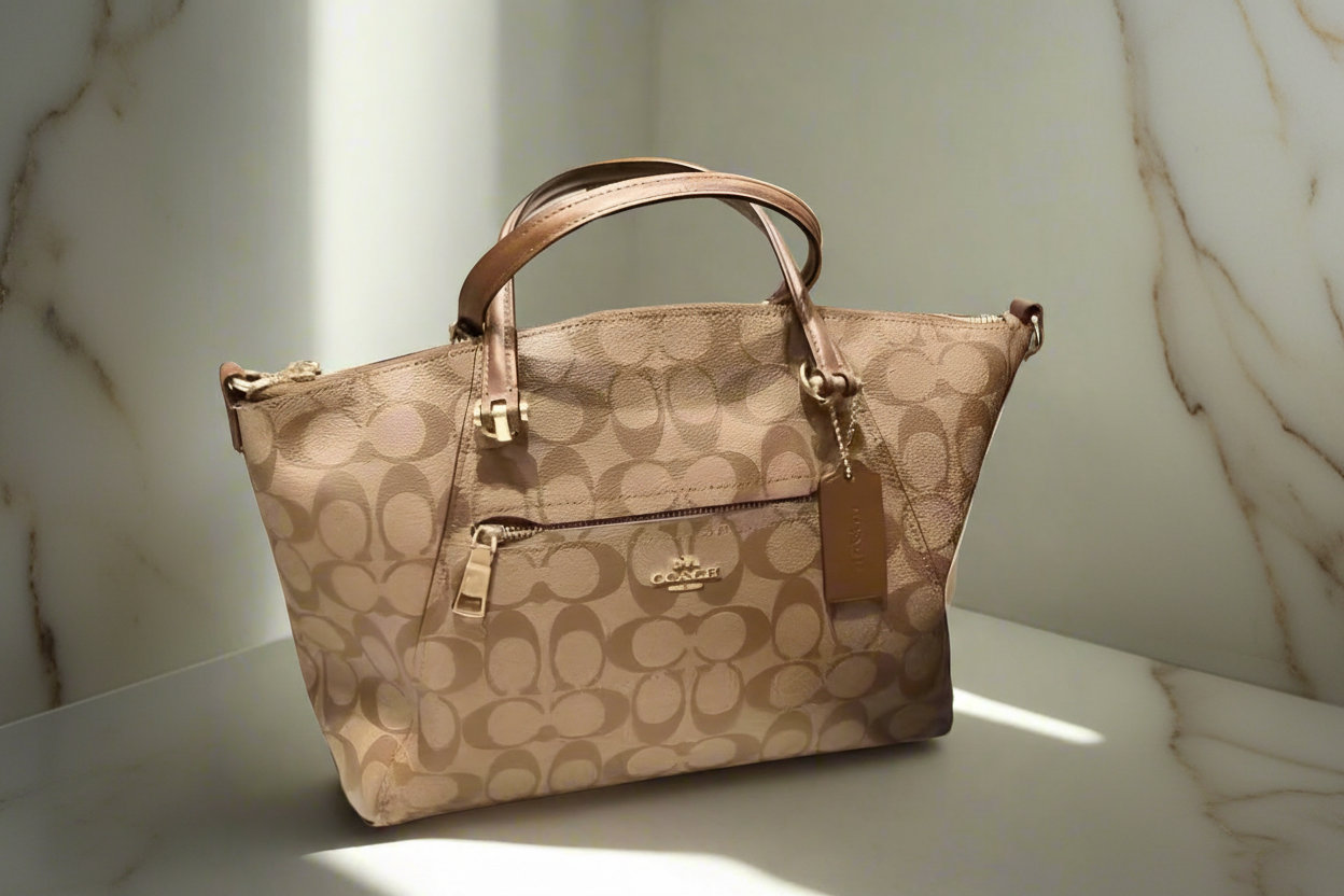 COACH SMALL PRAIRIE SATCHEL IN SIGNATURE CANVAS KHAKI BROWN