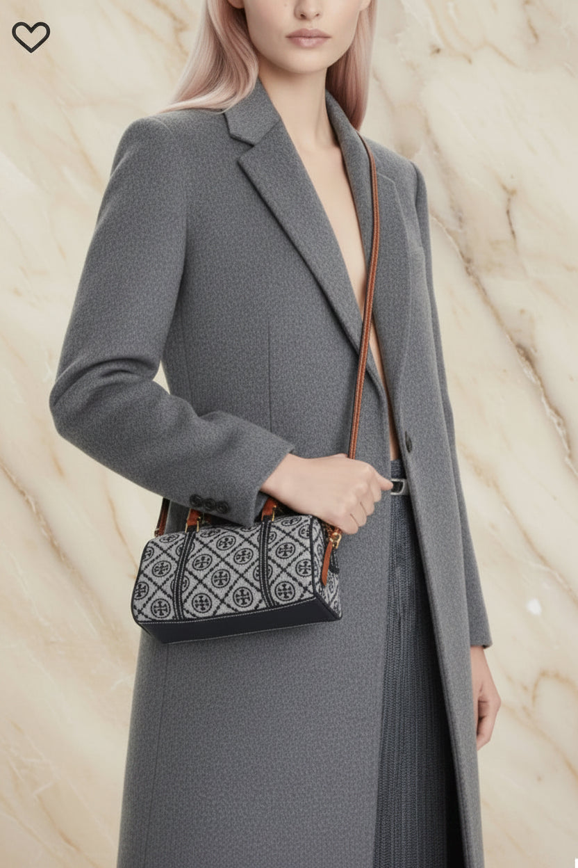 TORY BURCH PETITE BARREL/XBODY - T MONOGRAM NAVY BLUE