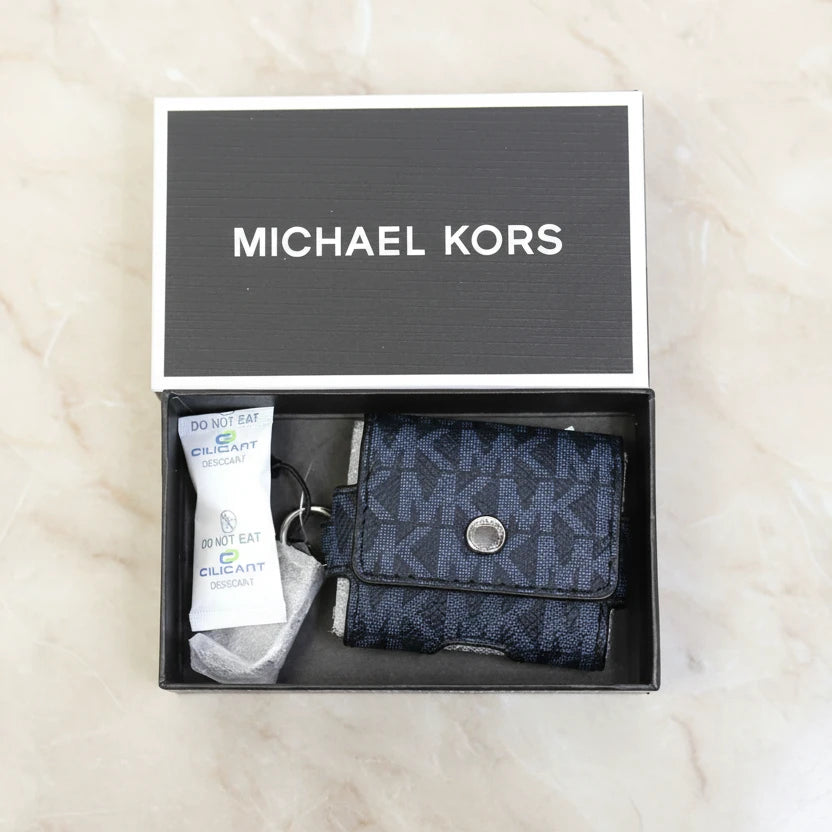 Michael Kors Unisex Expandable Airpod/ Earbud Case MK Signature Admiral In Gift Box