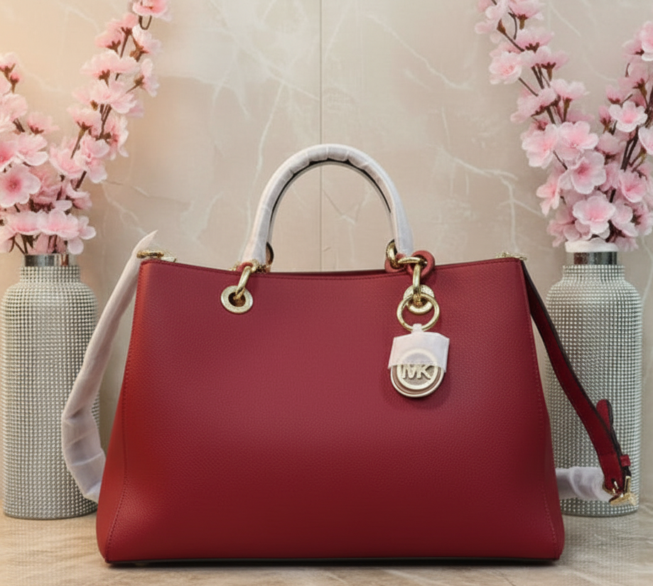 MICHAEL KORS CYNTHIA SATCHEL - SAFFIANO LEATHER -  RED - MEDIUM
