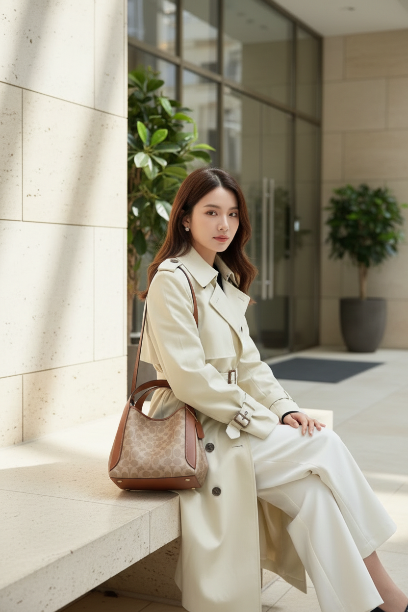 COACH HADLEY HOBO 21 - SIGNATURE CANVAS TAN RUST