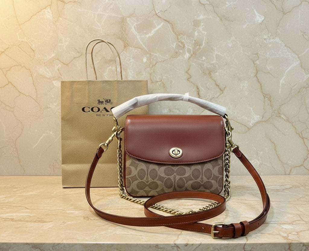 COACH CASSIE 19 3 in 1/ 3 STRAP IN SIGNATURE CANVAS - TAN RUST - MISSING PRICE TAG