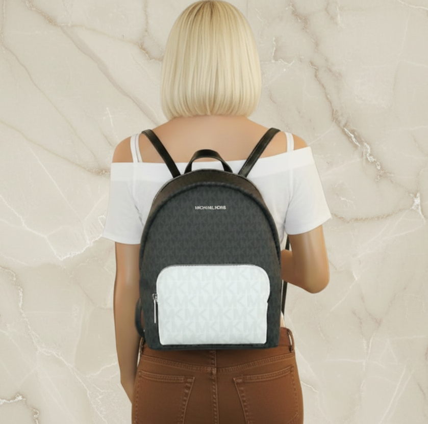 MICHAEL KORS MEDIUM ERIN BACKPACK SIGNATURE BLACK/WHITE