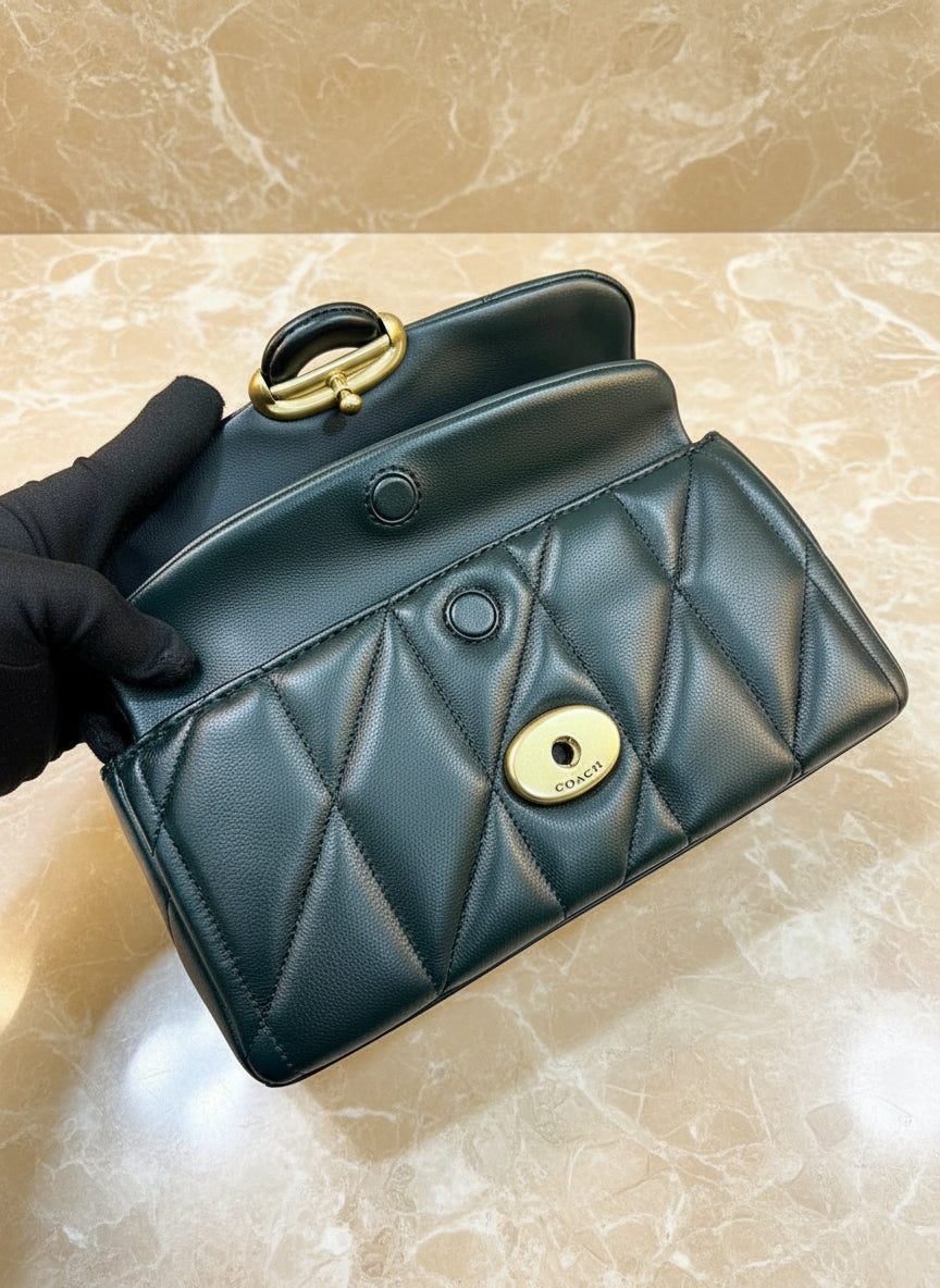 حقيبة كوتش مبطنة بنقشة تابي 20 - أسود - جلد نابا