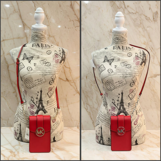 MICHAEL KORS CARMEN SMARTPHONE CROSSBODY - RED