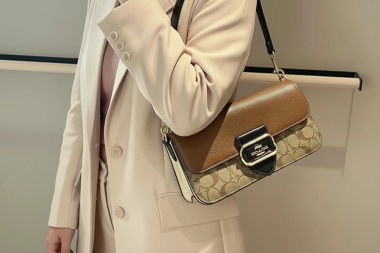 حقيبة كتف/حقيبة كروس بودي من كوتش مورغان بتصميم متعدد الألوان - كاكي متعدد