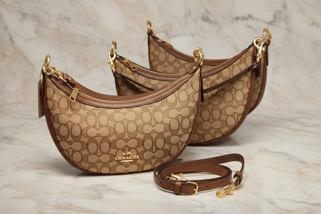 COACH ARIA SHOULDER BAG/CROSSBODY BAG IN SIGNATURE JACQUARD KHAKI