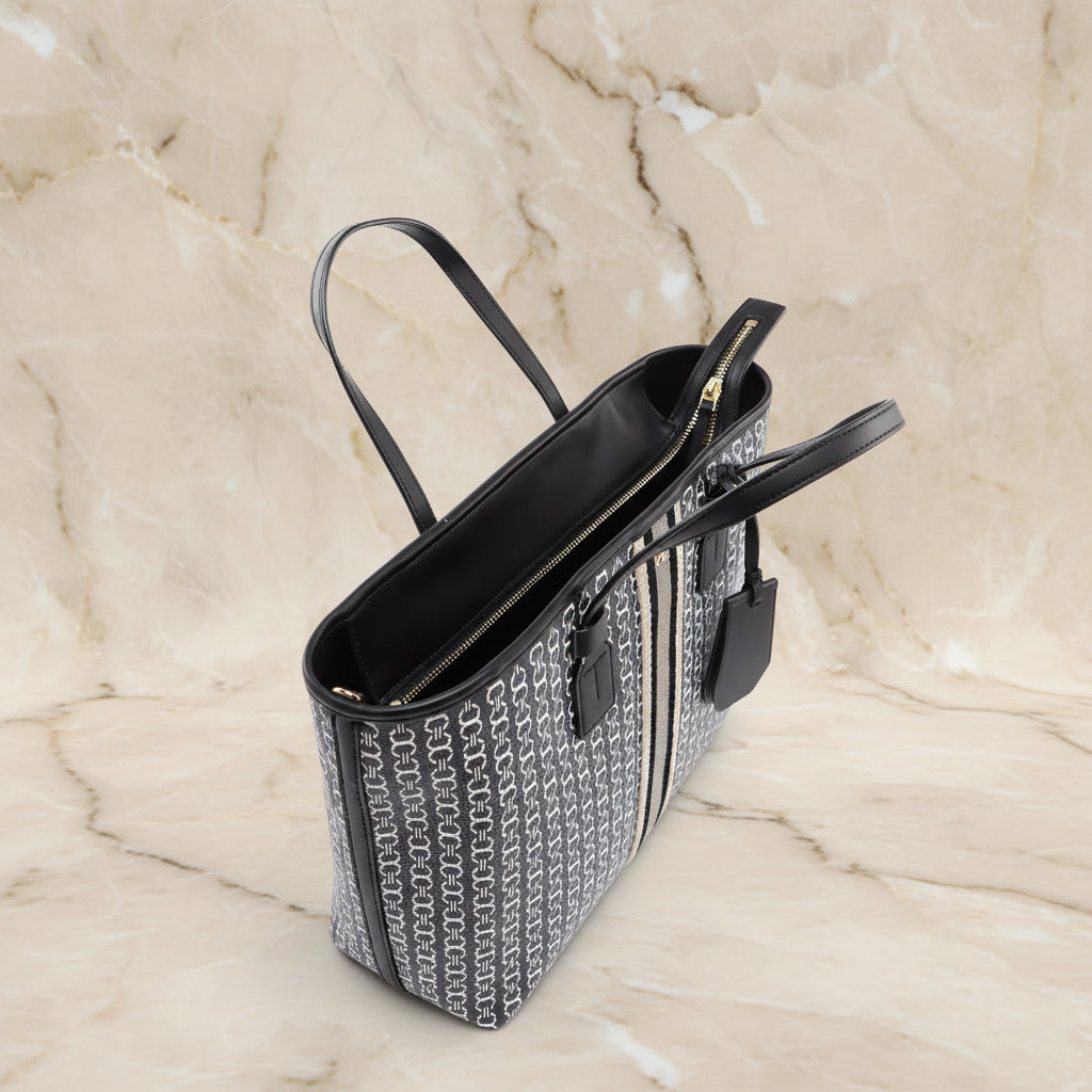 TORY BURCH GEMINI LINK ZIP TOP TOTE SMALL CANVAS