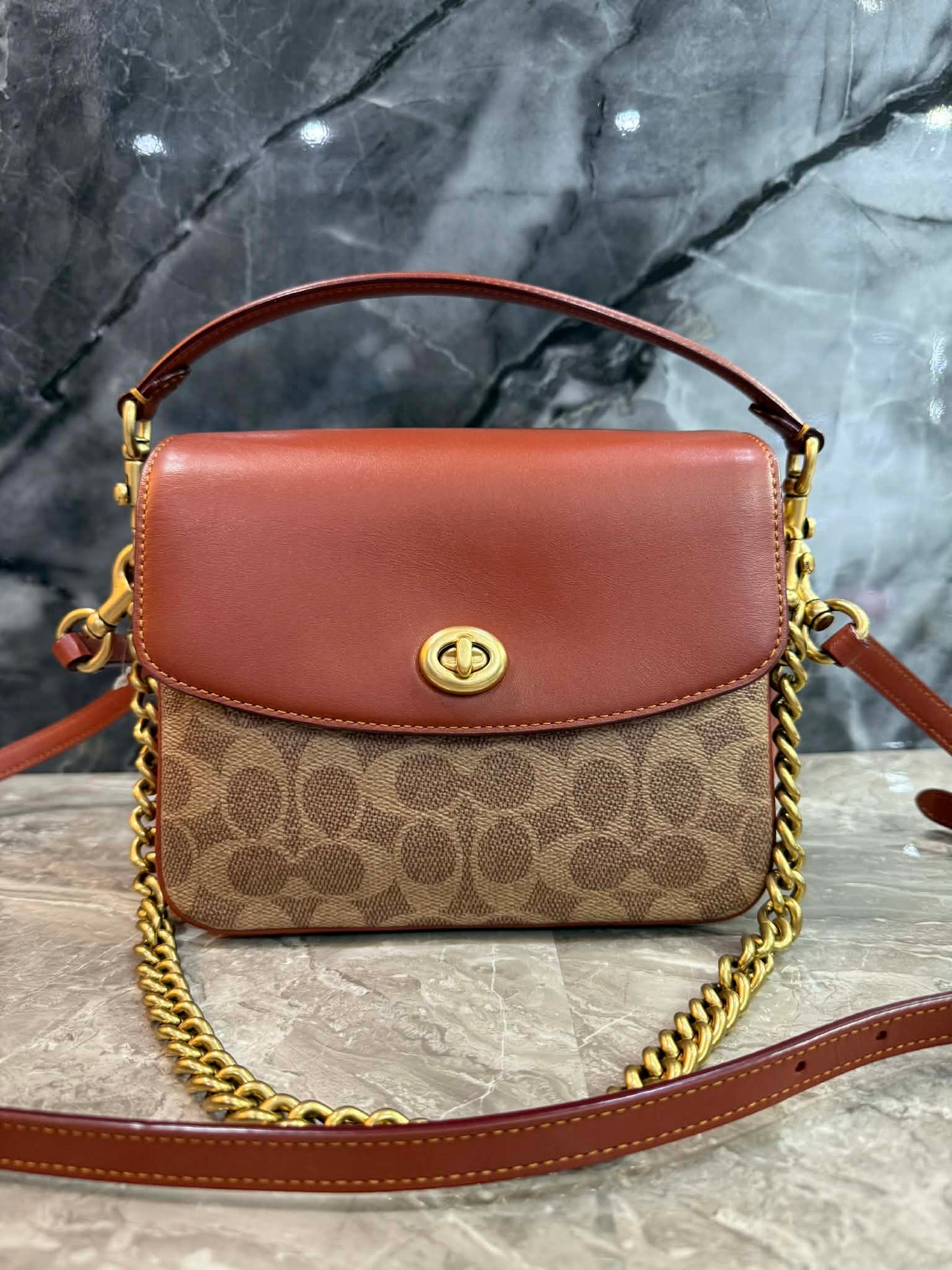 COACH CASSIE 19 3 in 1/ 3 STRAP IN SIGNATURE CANVAS - TAN RUST - MISSING PRICE TAG