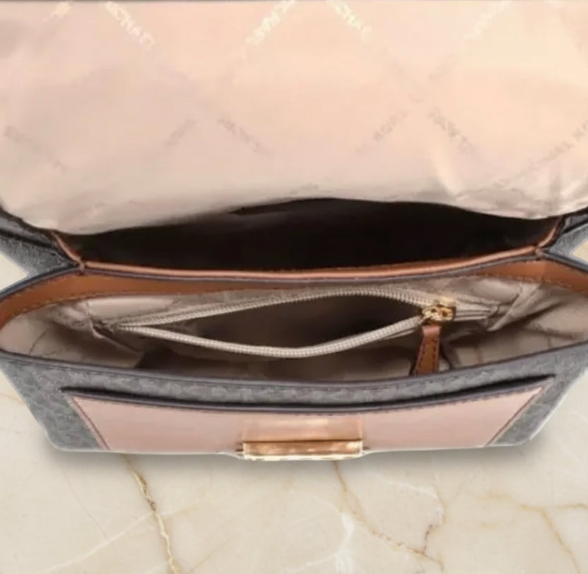 MICHAEL KORS CECE MEDIUM FLAP MONO BROWN