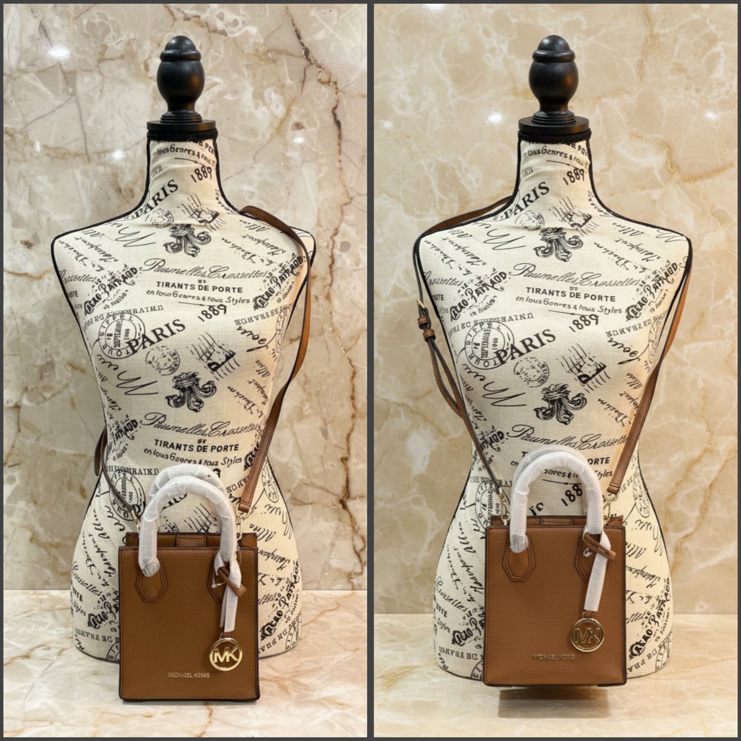 MICHAEL KORS MERCER XS MINI SHOPPER TOTE LEATHER - BROWN CARAMEL HUE
