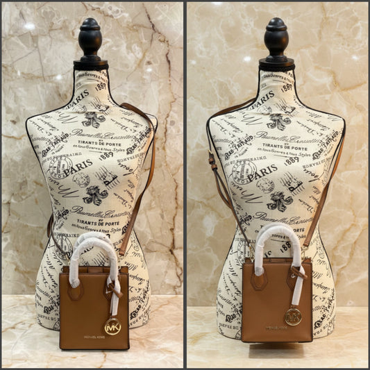 MICHAEL KORS MERCER XS MINI SHOPPER TOTE LEATHER - BROWN CARAMEL HUE