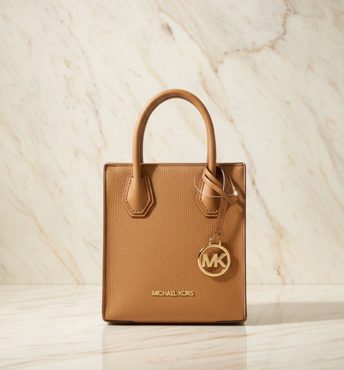 MICHAEL KORS MERCER XS MINI SHOPPER TOTE LEATHER - BROWN CARAMEL HUE