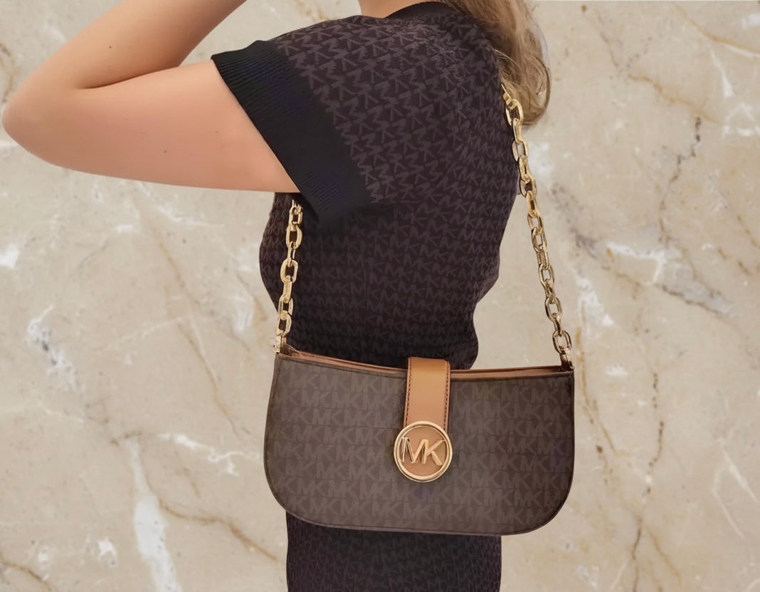 MICHAEL KORS CARMEN LEATHER POUCHETTE SHOULDER BAG ONLY