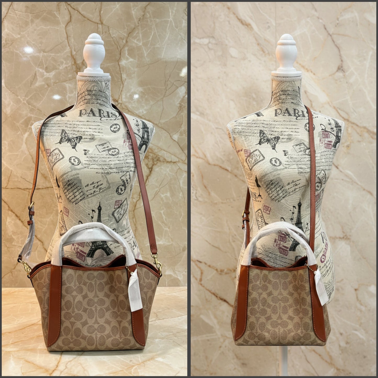 COACH HADLEY HOBO 21 - SIGNATURE CANVAS TAN RUST