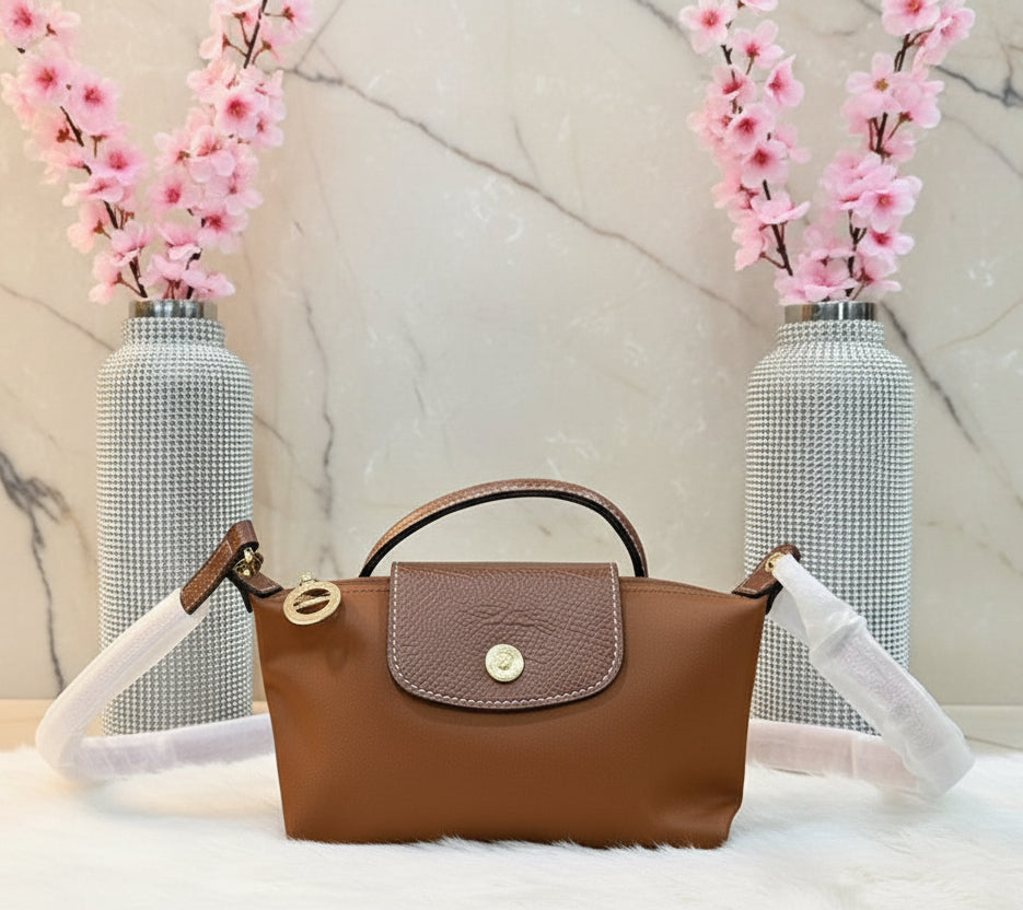 حقيبة لونغشامب مايكرو لو بلياج مع حزام - بني