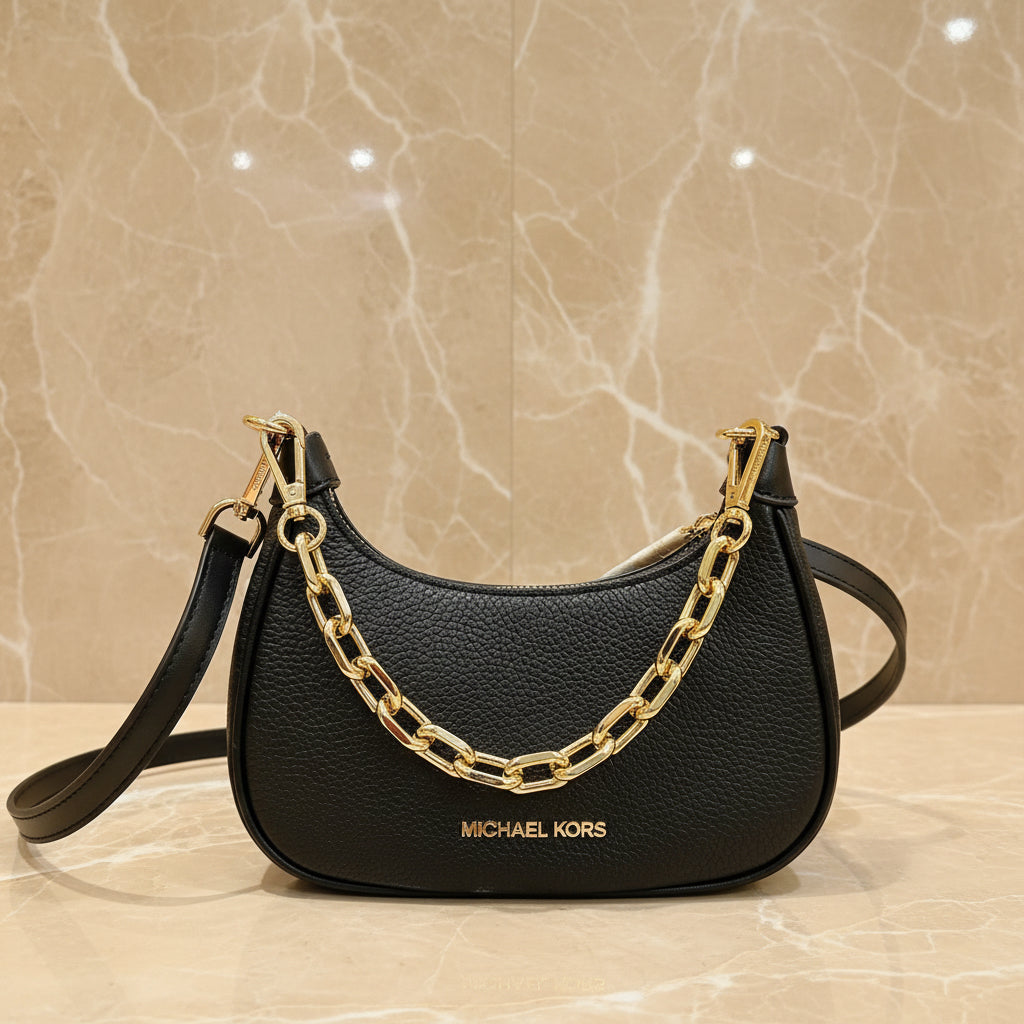 MICHAEL KORS MINI CORA CHAIN SHOULDER BAG/CROSSBODY BAG - BLACK
