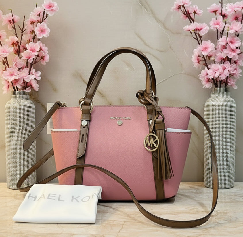 MICHAEL KORS SULLIVAN SATCHEL SMALL - SAFFIANO LEATHER - TEA ROSE MULTI