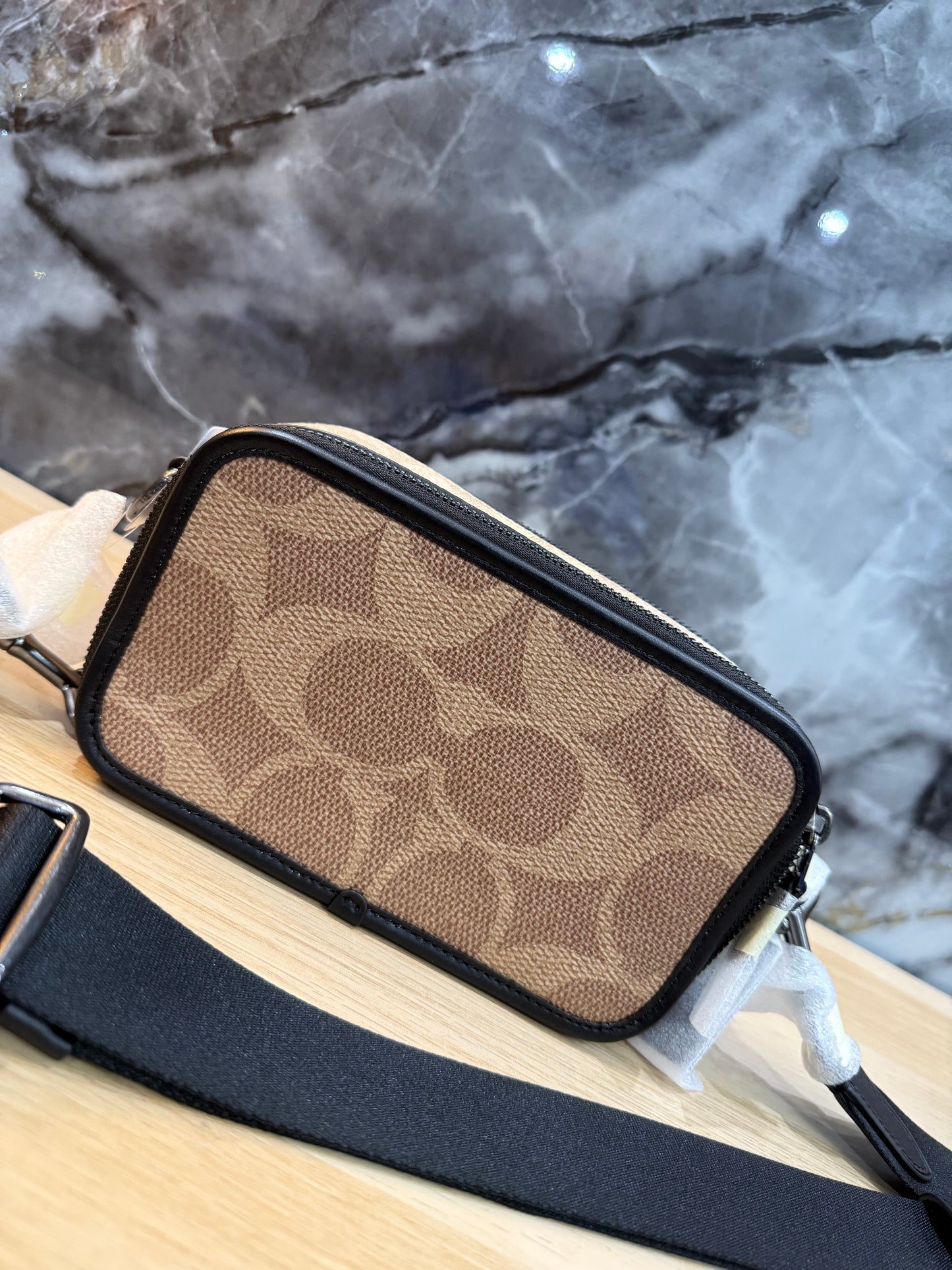 COACH WYATT CAMERA BAG - MULTI COLOR BLOCKED SAND/TAN