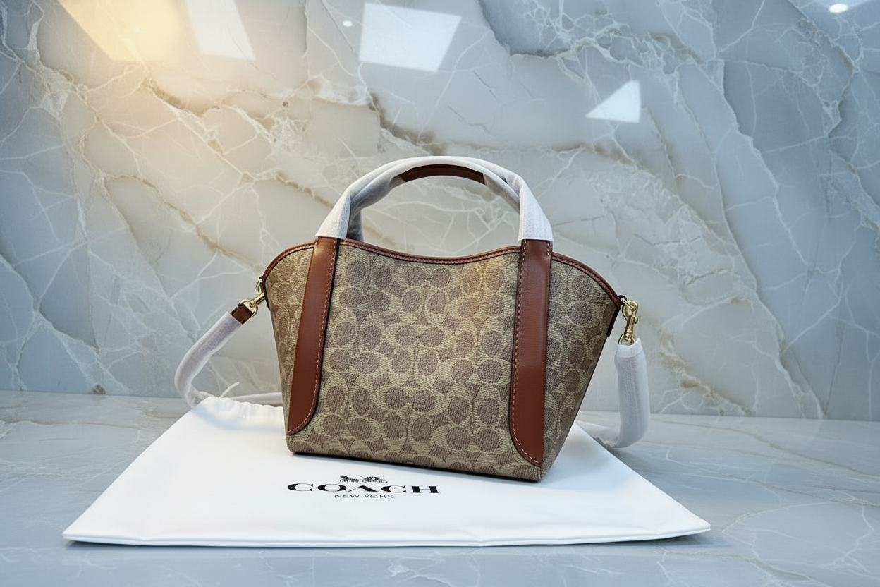 COACH HADLEY HOBO 21 - SIGNATURE CANVAS TAN RUST